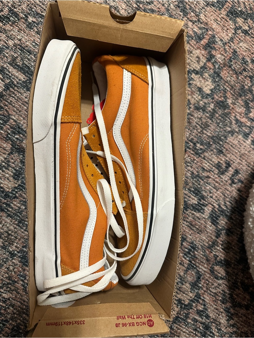 Vans Orange Low-Top Canvas Sneakers with White Stripe